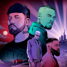 SAFETY - Chris Brown, Gashi, Afro B and Dj snake. Traditional illustration, and Comic project by Jonathan Arévalo - 12.30.2019