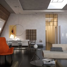 Apartamento del Atico....Iluminacion, Texturizado, Renders en Cinema4D +VRay. Un proyecto de Programación, 3D, Arquitectura, Arquitectura interior, Diseño de interiores, Post-producción fotográfica		, Creatividad, Modelado 3D, Instagram y Diseño 3D de Alexander Pulido meralla - 28.01.2020