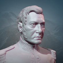 Busto del general San Martín. Projekt z dziedziny 3D, Projektowanie postaci, Rzeźba,  Modelowanie 3D i Projektowanie postaci 3D użytkownika Gabriel Delfino - 01.02.2020