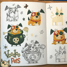 VOODOO PETS. Traditional illustration, Character Design, Graphic Design, Packaging, and Lettering project by Steve Simpson - 10.05.2018