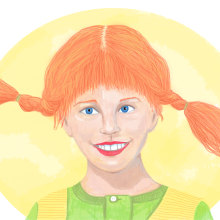 Pippi con lápices de colores. Ilustração tradicional, Desenho a lápis e Ilustração de retrato projeto de Lisa Fernández Karlsson - 06.02.2020