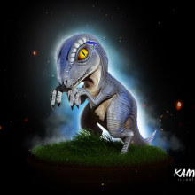 Velociraptor Blue. Character Design, Digital Illustration, 3D Modeling, Concept Art, 3D Character Design, and 3D Design project by Kamuro Illustrator - 02.07.2020