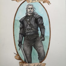 Toss a coin to your Witcher. Traditional illustration, Fine Arts, Painting, Creativit, Pencil Drawing, Drawing, Watercolor Painting, Portrait Illustration, Portrait Drawing, Realistic Drawing, Artistic Drawing, and Graphic Humor project by Alexia Sánchez Sancibrián - 01.08.2020