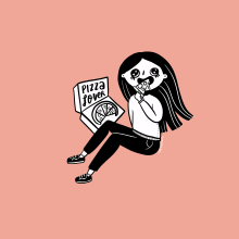 Pizza lover. Traditional illustration, and Digital Illustration project by Una Ramona - 12.15.2019