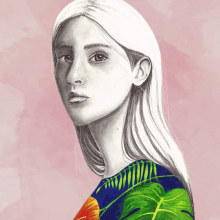 Mi Proyecto del curso: Retrato con lápiz, técnicas de color y Photoshop. Ilustração digital projeto de Nancy Arreguin - 26.02.2020