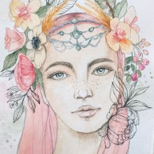 My project in Illustrated Portrait in Watercolor course. Drawing, and Watercolor Painting project by mer.dinu - 03.06.2020