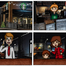 Storyboard starbucks. Traditional illustration, Stor, and board project by Lorena Barea - 12.15.2019
