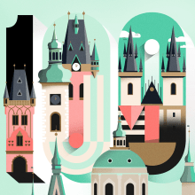 'City of 100 Spires' Type Illustration. Traditional illustration, and Digital Lettering project by Birgit Palma - 05.13.2019