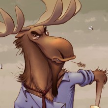 Cowboy Moose. Un proyecto de Ilustración tradicional, Diseño de personajes, Dibujo e Ilustración digital de Rafa Gámez - 15.03.2020