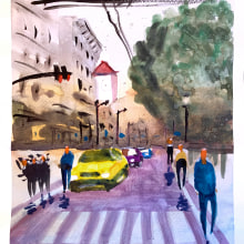 Mi Proyecto del curso: Paisajes urbanos en acuarela. Watercolor Painting project by victor - 03.19.2020