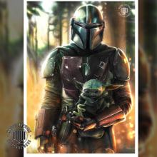 The Mandalorian And The Child - Ilustraciòn . Drawing, Portrait Illustration, Realistic Drawing, and Artistic Drawing project by Mariano Mattos - 03.27.2020