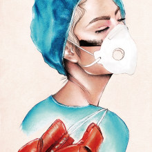 Dibujo con pasteles, homenaje a sanitarios. Artistic Drawing project by Sandra Méndez Barrio - 03.29.2020