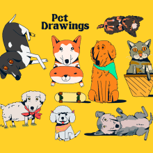 Pet drawings - Ilustracion en Procreate. Digital Illustration & Instagram project by Jim Palacio - 03.30.2020