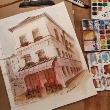 Le Consulat- Architectural Sketching with Watercolor and Ink course. Un proyecto de Arquitectura de paulagoldebeld - 01.04.2020