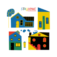 STAY HOME | STAY SAFE . Design, Traditional illustration, Character Design, Vector Illustration, Digital Illustration, and Children's Illustration project by Camipepe - 04.01.2020