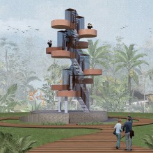 My project in Graphic Representation of Architectural Projects course - Observation Tower . L, scape Architecture, Digital Architecture, and Architectural Illustration project by Echa Fadhila - 02.02.2020