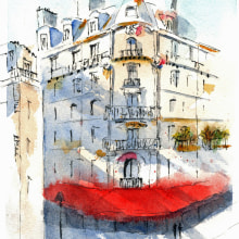 My project in Architectural Sketching with Watercolor and Ink course. Esboçado projeto de hollisendres - 03.04.2020