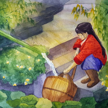 My project in Watercolor Illustration with Japanese Influence course. Un proyecto de Ilustración tradicional, Pintura a la acuarela y Brush Painting de _oana_ - 04.04.2020