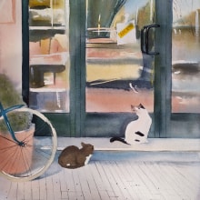 Italian cats. Un progetto di Illustrazione tradizionale, Pittura e Disegno di Ekaterina Chistiakova - 05.04.2020