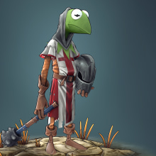 Kermit Medieval. Traditional illustration, 3D, Character Animation, 3D Animation, Video Games, and Game Design project by jose hernandez - 04.04.2020