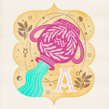 Horóscopo ilustrado. Traditional illustration, Lettering, H, and Lettering project by Caro Marando - 04.07.2020