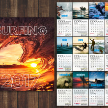 Calendario Surfing 2017. Graphic Design, and Printing project by Kevin Dennis Guiry - 04.10.2020