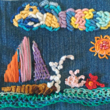 TRAVESIA. Un barco en la mar en contacto con lo que ella le ofrece.. Embroider project by Nadia Mah - 04.11.2020