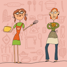 My project in Illustrated Characters Factory course - 2 Nerdy Cooks. Design de personagens projeto de Sorina Șerban - 17.04.2020