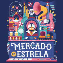 Mercado da Estrela. Een project van  Ontwerp, Traditionele illustratie, T, pografie,  Belettering y Posterontwerp van David Sierra Martínez - 20.04.2020