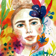 Mi Proyecto del curso: Retrato ilustrado en acuarela. Un proyecto de Collage y Pintura a la acuarela de Rebeca Koblick de León - 23.04.2020