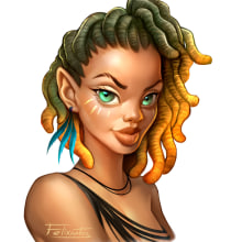 Elfas con dreads / diseño de personaje / Digital painting. Design, Traditional illustration, Art Direction, Fine Arts, Drawing, Digital Illustration, Concept Art, Portrait Drawing, Artistic Drawing, and Digital Drawing project by Felixantos - 04.23.2020