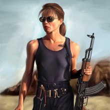 Sarah Connor Terminator 2. Ilustração digital e Ilustração de retrato projeto de Oscar Martinez - 24.04.2020