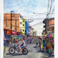 Proyecto: Paisajes urbanos en acuarela - Iquitos, Perú. Pintura em aquarela projeto de Ana Méndez Rodríguez - 25.04.2020