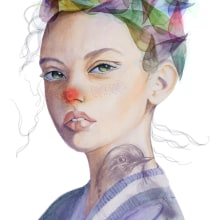 Mi Proyecto del curso: Retrato ilustrado en acuarela Soñando en color. Un proyecto de Pintura a la acuarela y Dibujo de Retrato de Mariela Valdivia - 26.04.2020