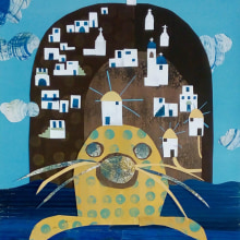 Ios, an island in the Cyclades, Greece. Traditional illustration, and Paper Craft project by Elpis Karathanasi - 04.27.2020