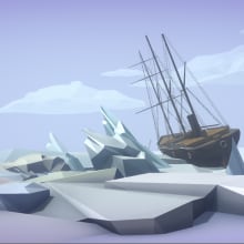 Endurance shipwreck.  Escenario low poly con Blender y Unity.. Un proyecto de 3D, Videojuegos, Unit y Diseño 3D de jordigarciapons - 27.04.2020
