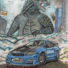 Dibujo con colores Godzilla. Ilustração tradicional, e Desenho projeto de Juan Carlos Gómez - 16.08.2019