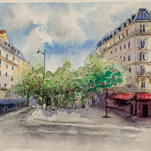 Paris en confinamiento 2 abril 2020. Un proyecto de Pintura a la acuarela de Paulina Brito - 27.04.2020