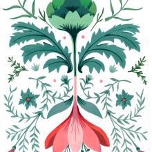  Introducción a la ilustración floral con acrílico, simetría con alcaucil @analopeztextiles. Un proyecto de Diseño, Estampación e Ilustración textil de Ana Lopez - 27.04.2020