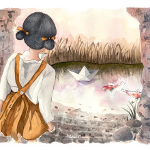 Mi Proyecto del curso: Ilustración en acuarela con influencia japonesa. Un proyecto de Ilustración, Pintura a la acuarela e Ilustración infantil de Marisol Ormanns - 17.04.2020