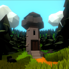Lost Tower - My project in Low Poly Set Modeling for Video Games course. 3D, Game Design, 3D Modeling, Video Games, and Unit project by Alfredo Martins - 04.28.2020
