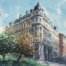 Lyon - 2nd exercise for "Architectural Sketching with Watercolor and Ink". Sketching, and Watercolor Painting project by lamberto4ever - 04.29.2020