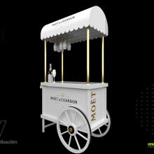 BarCart Moet_Chandon. Un proyecto de 3D, Diseño de producto, Diseño 3D y Retail Design de Jose Pineda - 29.04.2020