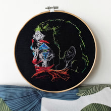 Retrato Bordado - Joker. Embroider project by Sandra Méndez Barrio - 04.29.2020
