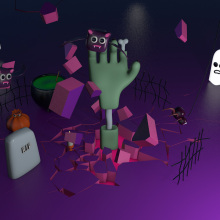 Terror rock cemetery. Un proyecto de 3D, Animación, Animación 3D, Modelado 3D, Diseño de personajes 3D y Diseño 3D de Anderson Silva - 23.05.2019