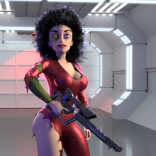 Diana "V" Cartoon (Jane Badler). 3D, and 3D Character Design project by Rafael Rojo - 04.24.2020
