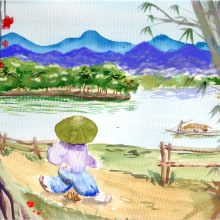 Mi Proyecto del curso: Ilustración en acuarela con influencia japonesa "no me pises". Pintura em aquarela projeto de Angelika Villalta Soto - 02.05.2020