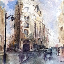 My project in Architectural Sketching with Watercolor and Ink course. Architecture, and Artistic Drawing project by yosilubalsky - 05.03.2020
