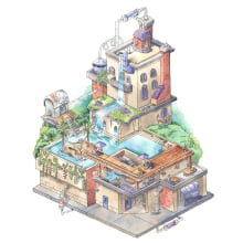 Isometric Illustrations from Scratch course. Traditional illustration project by Camila Picheco - 05.04.2020