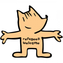 Stencil Welcome refugees. Un proyecto de Br, ing e Identidad, Diseño gráfico, Collage, Arte urbano, Diseño de iconos y Humor gráfico de Javier Villasante - 05.05.2020
